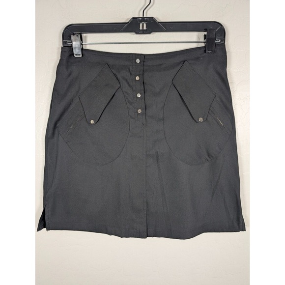 Jamie Sadock Skort Womens 4 Black Golf Tennis Zip Pockets Lined Snap Buttons - Picture 1 of 10